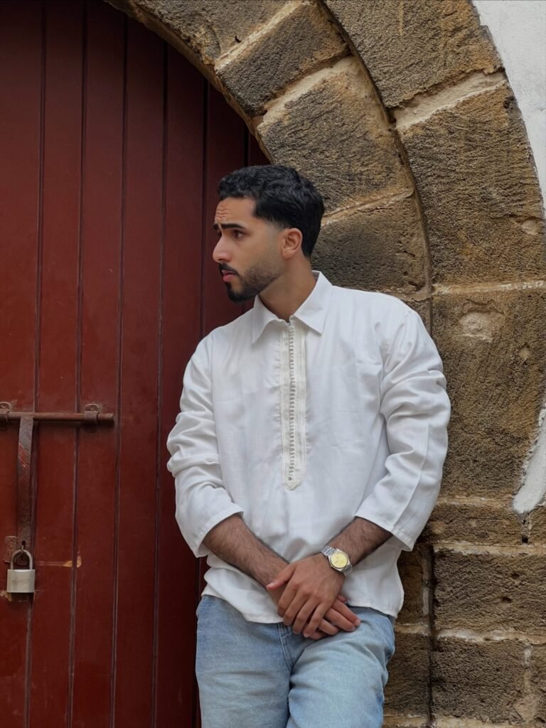 Chemise traditionnelle homme en lin, collection été HAYDAR
